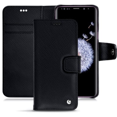 Funda de piel Samsung Galaxy S9+ - Solapa billetera - Negro - Piel saffiano