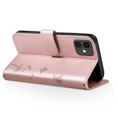 Zanaé Funda tipo cartera para iPhone 11 Premium Diseño Flores Mariposa Rosa dorado