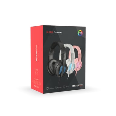 Mars Gaming MH320 Negro, Auriculares Gaming Neodimio, RGB Flow, Micrófono y Caja de Control