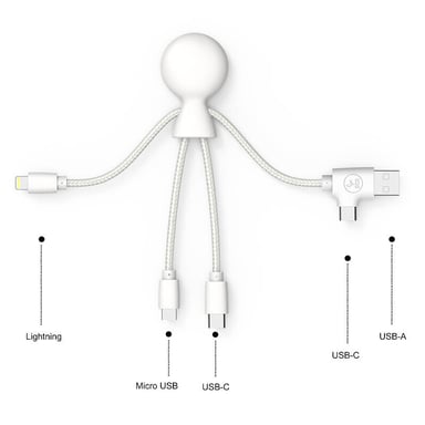 Câble De Charge Multi-Connecteurs Xoopar Mr Bio Smart - NFC Fonction Blanc