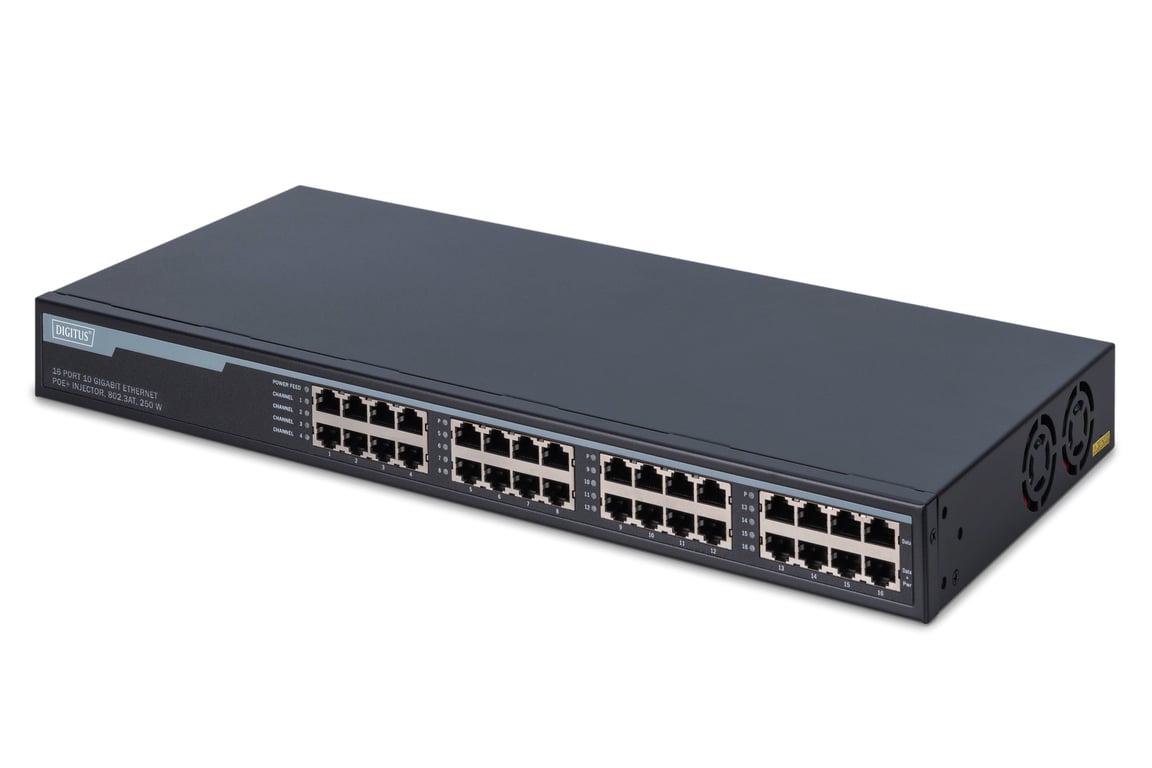 Digitus Injecteur PoE+ Ethernet 10G à 16 ports 802.3at Neuf