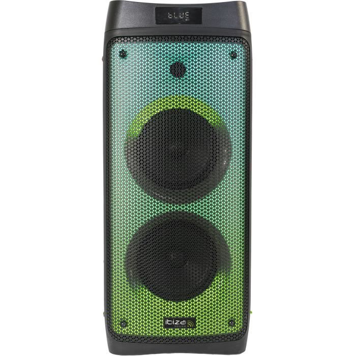 Enceinte de 300W - IBIZA - PHANTOM - Avec Bluetooth, USB, Micro SD,  télécommande et LEDs sur la façade avant - Noir - Ibiza Sound