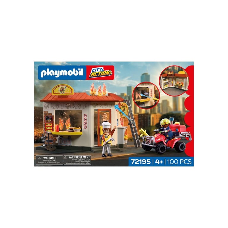 PLAYMOBIL City Action 72195 Restaurant en feu & quad de pompiers - vue 4