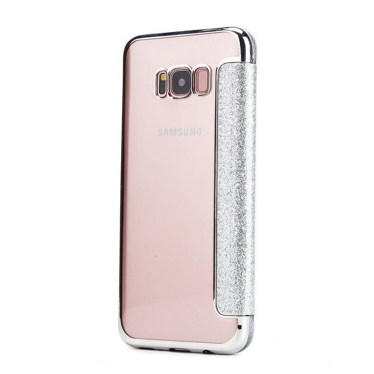 Evetane Etui Samsung Galaxy S8 Plus de protection avec paillettes couleur  Argent et coque arrière en silicone - La Coque Française