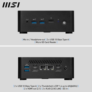 MSI Cubi NUC 1M i3 100U BB 0.84L sized PC Nero Intel SoC (Cubi NUC 1M 14th Gen i3 100U BB)