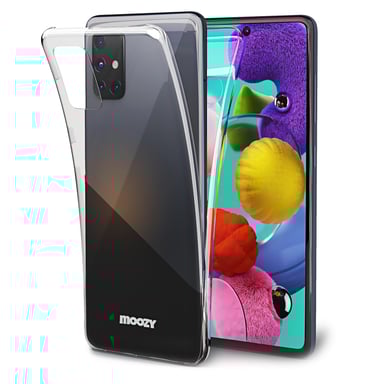 Moozy Coque 360 degrés pour Samsung A51 - Coque intégrale avant et arrière fine transparente en gel de silicone TPU