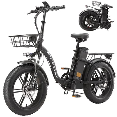 La bicicletta elettrica pieghevole KETELES KF9 è dotata di un motore da 1000 W, una batteria da 48 V 35 Ah, una velocità massima di 40 km/h, un'autonomia di 100 km, pneumatici da 20*4,0 pollici ed è disponibile in nero.