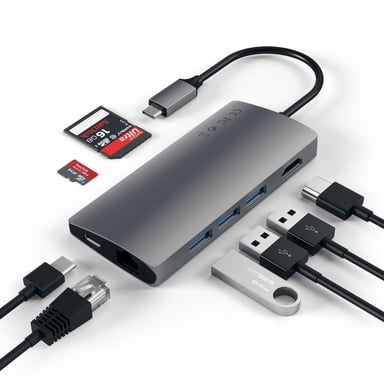 Satechi Adattatore multiplo V2 Dock st. USB 3.2 Gen 1 (3.1 Gen 1) Type-C Grigio