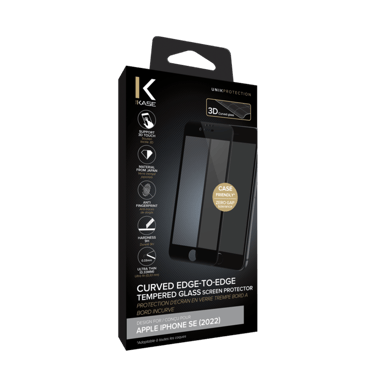 Protezione dello schermo in vetro temperato da bordo a bordo per Apple iPhone SE 2022, nero
