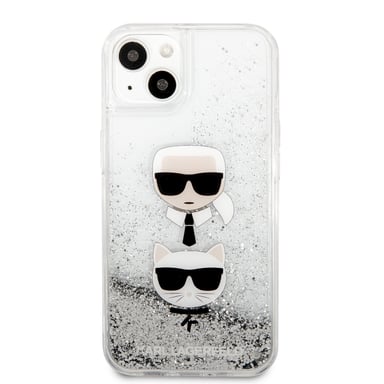 Karl Lagerfeld KLHCP13SKICGLS Custodia protettiva per iPhone 13 Mini 5,4' Motivo Karl&Choupette Testa Argento
