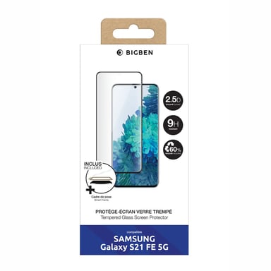 Protège écran pour Samsung Galaxy S21FE + SmartFrame™ 2.5D Verre trempé - Certifié GRS Bigben
