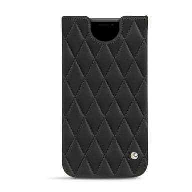 Pochette cuir Apple iPhone 11 - Pochette - Noir - Cuir lisse couture