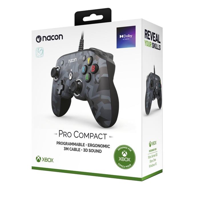 NACON Camo Pro Compact Controller Noir, Gris USB Manette de jeu Analogique/Numérique PC, Xbox One, Xbox One S, Xbox One X, Xbox Series S, Xbox Series X
