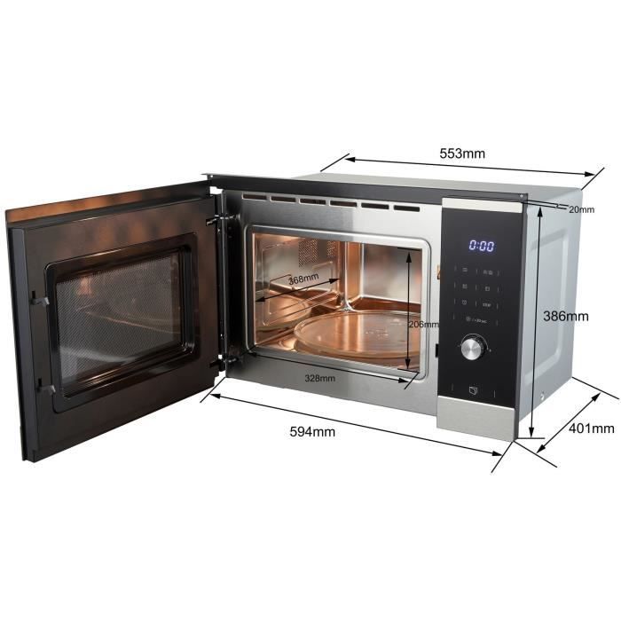 Micro ondes grill encastrable CONTINENTAL EDISON CEMO25GINE Inox L59 5 x H38 8 x P40 1 cm - vue 9