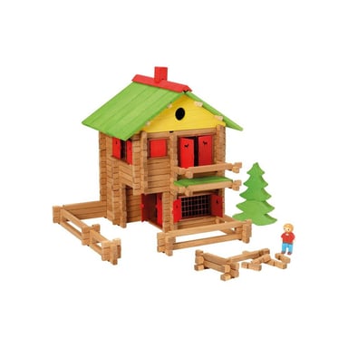 JEUJURA Mon Chalet en Bois - Jeu de construction en bois 225 pièces - Dès 5 ans - Marron - Neuf
