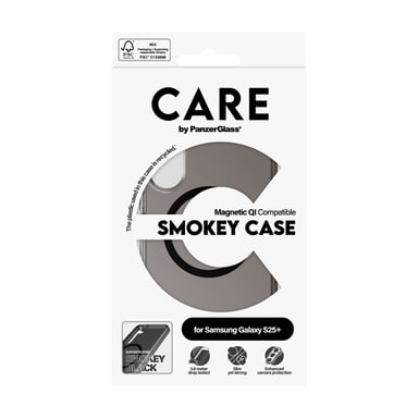 PanzerGlass CARE by ® Flagship Case Urban Combat Smokey w. Black Qi Compatible Samsung Galaxy S25+ funda para teléfono móvil Negro