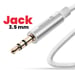 Swissten Cable auxiliar Jack 3.5 mm a Jack 3.5 mm Nylon 1.5m Blanco Blanco