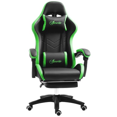 Roline Chaise Gamer Ergonomique Inclinable Repose-pieds Noir et Vert