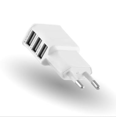 Adaptateur Secteur USB pour Smartphone Tablette Triple Prise Murale 3 Ports Courant AC Chargeur Blanc (5V-2A) Universel