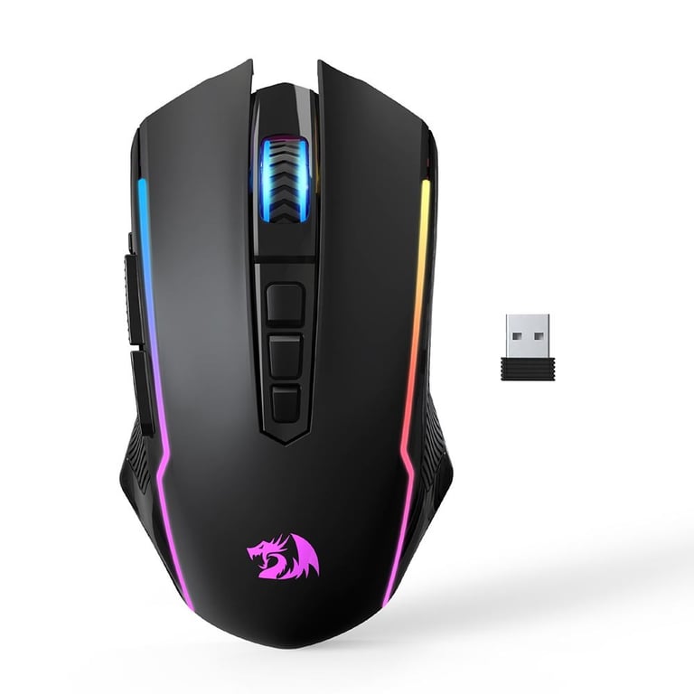 Black Redragon M914P-Rgb-Ks Souris De Jeu Triple Mode Bluetooth/2.4G Sans Fil/Filaire 12000Dpi Noir - Bon État