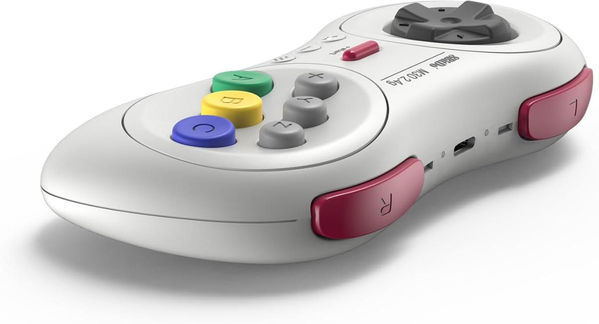 Mando inalámbrico de 8 botones 8bitdo, Blanco/Blanco compatible con Switch, Sega Genesis mini & Mega Drive mini