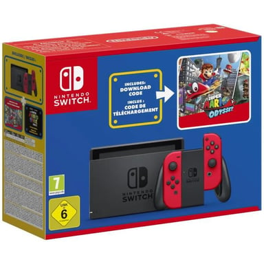 Switch avec Joy-Cons rouges (Édition Limitée) & Super Mario Odyssey (Code), Stickers Super Mario Bros. Le Film