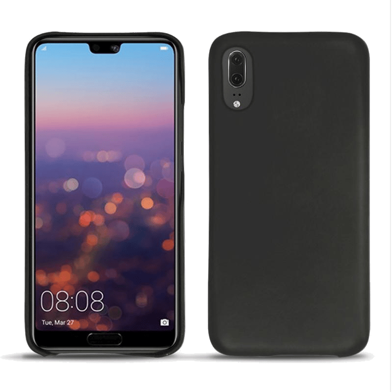 Coque cuir Huawei P20 - Coque arrièreNoir