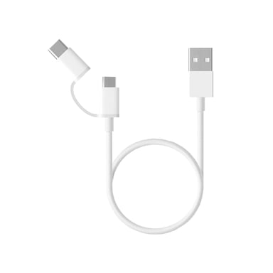 Xiaomi Mi 2-in-1 USB Cable Micro USB to Type C 30cm câble USB USB 2.0 0,3 m USB A Micro-USB B Blanc