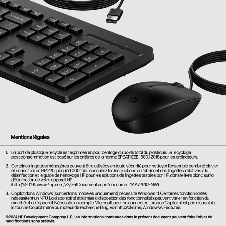 HP 225 Wired Mouse and KB - vue 4
