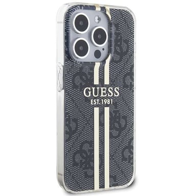 Custodia Guess per iPhone 15 Pro 6.1'' nero Custodia rigida IML 4G Gold Stripe