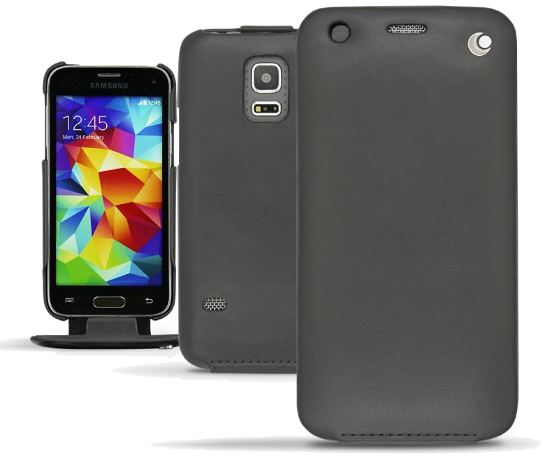 Housse cuir Samsung SM-G800 Galaxy S5 mini - Rabat verticalMarron