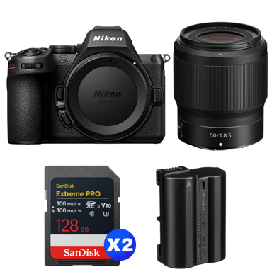 Appareil photo hybride Nikon Z5 II + 50mm f/1.8 S + 2 SanDisk 128GB Extreme PRO UHS-II + Nikon EN-EL15c + Ebook ''20 astuces pour des images qui claquent''
