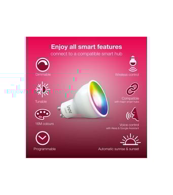 INNR GU10 Connected Bulb - ZigBee 3.0 Multicolore + Bianco regolabile - da 1800 a 6500K Intensità regolabile.
