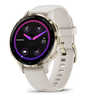 Garmin Venu 3S 3,05 cm (1.2'') AMOLED 41 mm Numérique 390 x 390 pixels Écran tactile Or, Ivoire Wifi GPS (satellite)