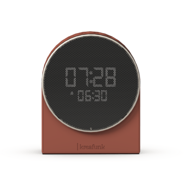 KREAFUNK Ivy Réveil Lumineux Bluetooth – Enceinte 3W, autonomie 30 jours, lumière de réveil progressive, design minimaliste -Terracotta