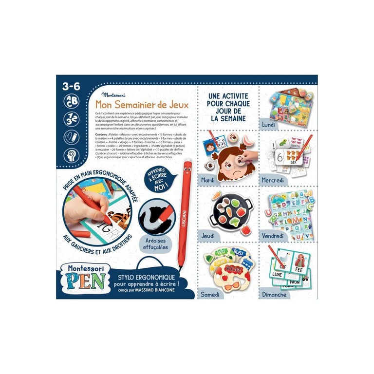 Jeu Éducatif Lisciani Montessori Pen – Activités Hebdomadaires 3 à 6 ans - vue 2