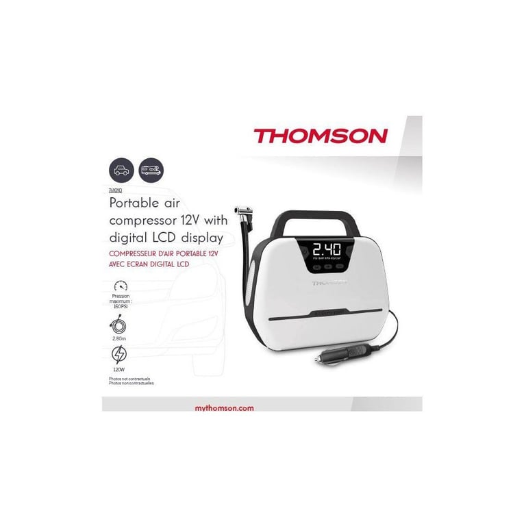 Compresseur auto Thomson HTC761010 12V 150 PSI Écran LCD Lampe intégrée Neuf - vue 2