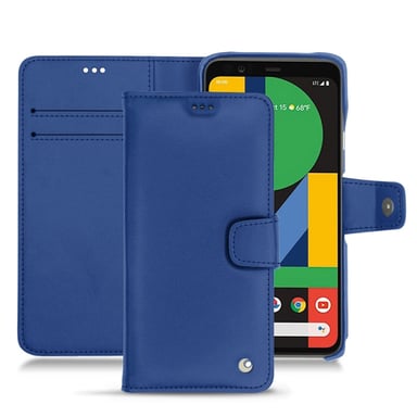 Funda de piel Google Pixel 4 XL - Solapa billetera - Azul - Piel lisa
