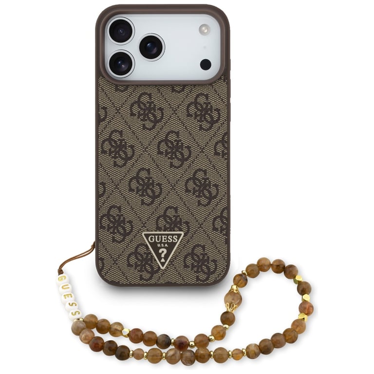 Guess Etui 4G Strap Triangle Logo MagSafe do iPhone 17 Pro Max br?zowy