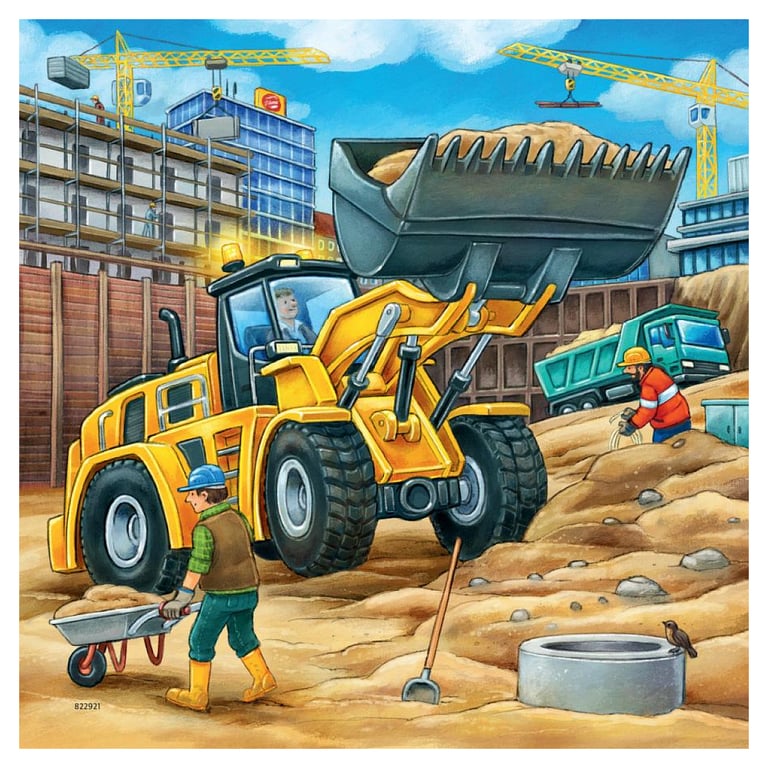Puzzle 3 x 49 pièces : grands véhicules de construction Ravensburger France - vue 4