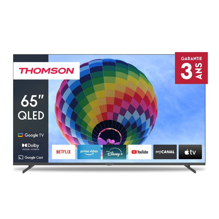 THOMSON 65 Pouces 164cm QLED Google Smart TV Wi FI Dolby Audio HDR10 Bluetooth 5.1 Triple Tuner CâbleSatelliteAntenne HDMI CI+ A+ Panneau 65QG4S14 - vue 2