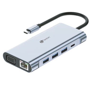 DOCKING STATION LEOTEC 11-1 1USB-C PD100 3USB3.0 1USB-C 1 HDMI 1VGA 1TJSD MCSD