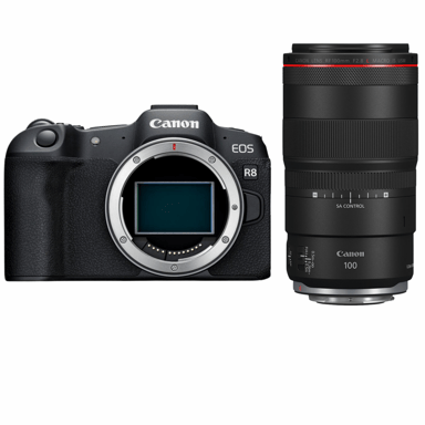 Appareil photo hybride Canon EOS R8 + RF 100mm f/2.8 L Macro IS USM + Ebook ''20 astuces pour des images qui claquent''