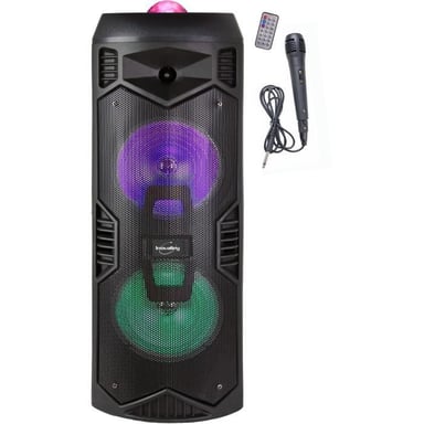INOVALLEY KA112BOWL - Altavoz Bluetooth luminoso 400W - Función Karaoke - 2 Altavoces - Bola caleidoscopio LED - Puerto USB