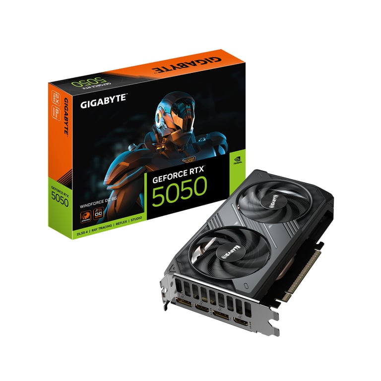 Carte graphique GIGABYTE RTX 5050WF2OC 8GD 8 Go GDDR6 Refroidissement WINDFORCE PCI E 5.0 - vue 3