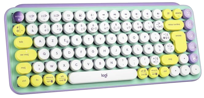 Clavier Sans Fil Logitech POP Keys Mécanique avec Touches Emoji Personnalisables, Bluetooth ou USB, 
