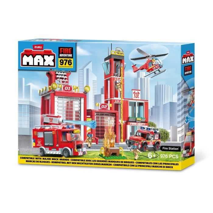 Set de Construction ZURU Fire Station Large 976 pièces Crée une caserne de pompiers avec véhicules et accessoires - vue 4