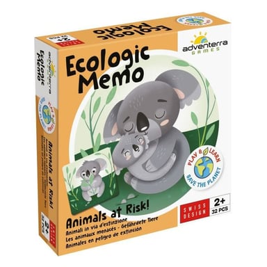 Jeu de mémoire ADVENTERRA EcoLogic Memo Animaux en danger 32 grandes cartes Multicolore