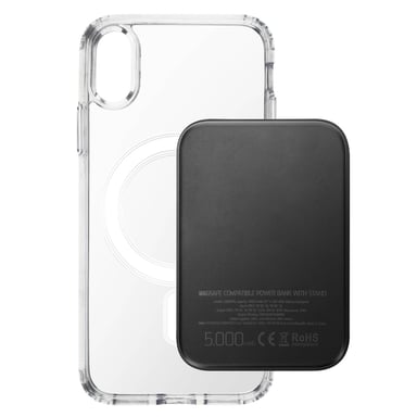 Carcasa Apple iPhone X y XS y Powerbank 5000 mAh Magsafe Swissten Transparente