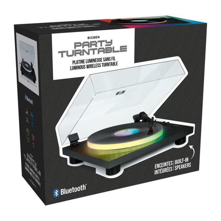 Tourne-Disques BIGBEN INTERACTIVE PARTYBTTDLIGHT – Bluetooth, Entraînement Par Courroie, Effets Lumineux - vue 3